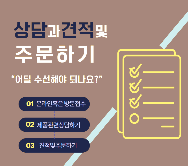 상담과 견적 및 주문하기 단계 이미지